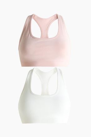 H&M 2-pack Seamless Sports Bras With Drymove in Powder Pink at Nordstrom