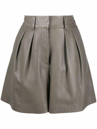 Brunello Cucinelli wide-leg leather shorts - women - Acetate/Leather/Polyester - 38 - Green