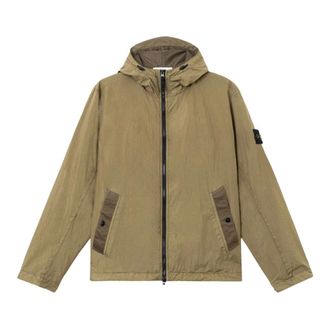 Stone Island Light Jackets, male, Green, Size: XL Crinkle Reps NY Jacket