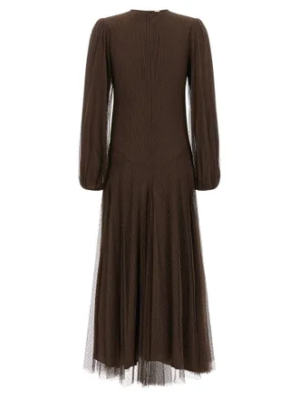 Twin-Set Tulle Plumetis Dress - Brown