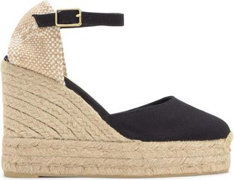 Castaner Carol Wedge Espadrille - Dames - Sleehakken - Zwart - 35 EU - Katoen - Schoenen