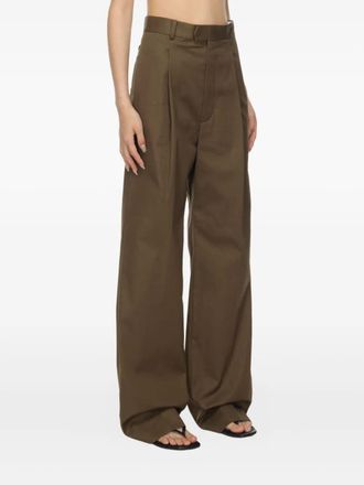 Carven Womens Pleat Front Trouser - Khaki Cotton - Size EU 38 (Womens)