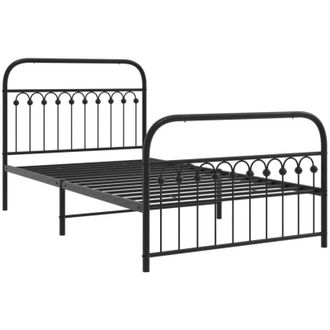 vidaXL Estructura Cama Sin Colch&oacute;n Con Estribo Metal Negro 107x203 Cm Vidaxl