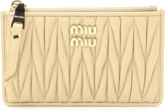 Miu Miu Pre-owned Wallets, female, Brown, Size: ONE SIZE Pre-owned Quilted Leather Card Case