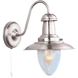 Searchlight Applique Classica Fisher Man Acciaio Argento Vetro 1 Luce E27