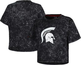 KADYLUXE Womens Black Michigan State Spartans Vintage Wash Milky Silk Cropped T-Shirt at Nordstrom, Size Large
