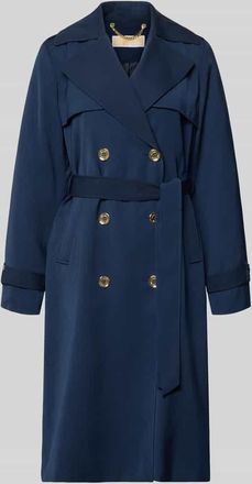 Michael Kors Zweireihiger Trenchcoat mit Bindeg&uuml;rtel in Marine, Gr&ouml;&szlig;e XL