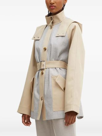 BOSS Cappotto a quadri con cappuccio - Toni neutri