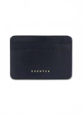 ESCUYER Unisex Leather Card Holder In Bright Blue