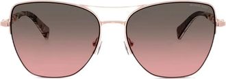 Michael Kors Zonnebril met metalen montuur en schakelketting - Roze