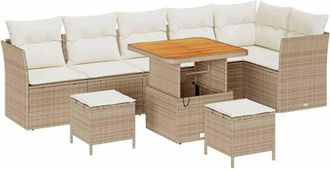 vidaXL Conjunto De Sof&aacute; De Jard&iacute;n 9 Pcs Beige Y Crema 80 X 80 X 71 Cm Vidaxl