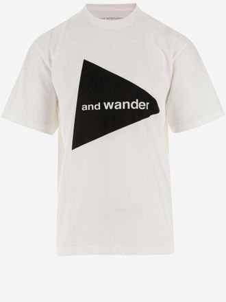 And Wander T-shirt van katoenmix met logo