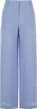 Plaîn Plain, Broeken, Dames, Blauw, M, Wijde Pijpen Broek In Techno Stof