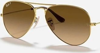 Ray-Ban Mens Aviator Sunglasses In Arista Gold Frame, Brown Polarized