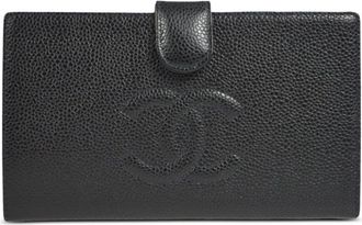 Chanel 2005 CC stitch long wallet - women - Caviar Leather - One Size - Black