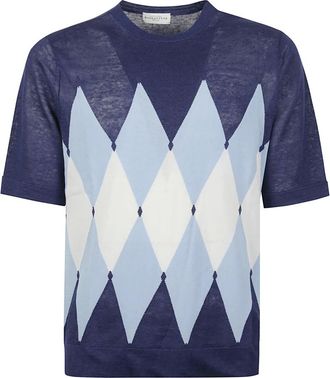 Ballantyne Round-neck Knitwear, male, Blue, Size: XL Diamond T-shirt