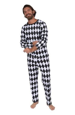 Leveret Mens Loose Fit Cotton Matching Family Holiday Pajamas, Classic & Geometric Patterns in Argyle Black & White at Nordstrom, Size Xx-Large