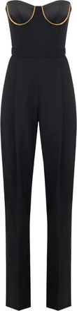 Elisabetta Franchi Jumpsuit In Gabardine Fabric With Jewel Cups