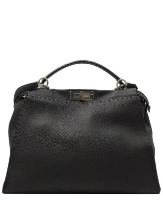 Fendi Black Selleria Leather Peekaboo Medium (Authentic Pre-Loved)