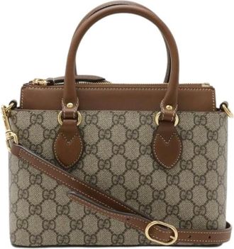 Gucci Pre-owned Mini Bags, male, Beige, Size: ONE SIZE Pre-owned GG Supreme Coated Canvas 2way Bag