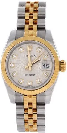 Rolex Oyster Perpetual Datejust Automatic Watch Stainless Steel and Yellow Gold with Diamond Markers 26 in Metallic Gold at Nordstrom