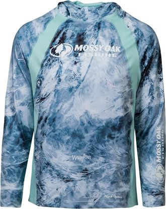 Mossy Oak Mens Lightweight Sun Hoodie, Hooded Fishing Shirts, Arctic, Medium