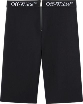 Off-white Shorts con banda logata e zip - Nero