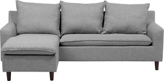 Beliani Beliani - Modern Fabric Corner Right Hand Sectional Sofa Polyester Solid Wood Legs Light Grey Elvenes