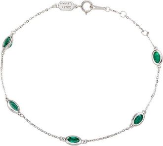 Suzy Levian 14K 1.00 Ct. Tw. Emerald Station Bracelet