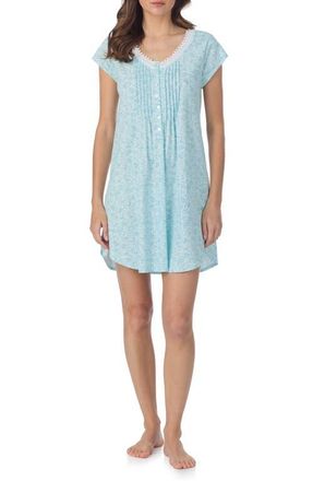 Eileen West Cotton Short Nightgown in Aqua/Print at Nordstrom, Size X-Large