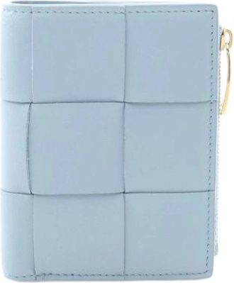 Bottega Veneta Pre-owned Small Cassette Leren Portemonnee - Dames - Vintage Accessoires - Blauw - ONE Size - Leer - Vintage