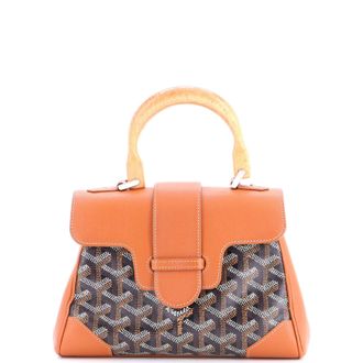 Goyard Saigon Top Handle Bag Coated Canvas with Leather Mini