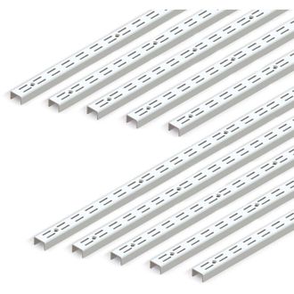 Emuca Emuca Lote De 10 Perfiles De Fijaci&oacute;n A Pared Jagmet De Ranura Doble Con Paso 32mm, Longitud 951mm, Acero, Pintado Blanco