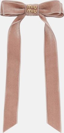 Miu Miu Fermacapelli in velluto con logo