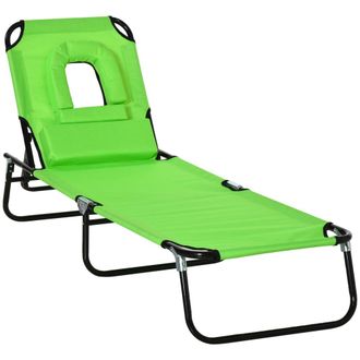 OUTSUNNY Tumbona plegable 190x56x28 cm verde