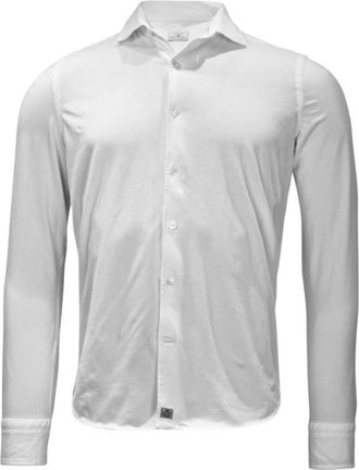 Sonrisa Elegant wit jersey overhemd - Heren - Casual Overhemden - Wit - M - Katoen - Overhemden