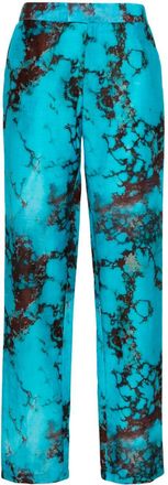 Louisa Ballou Cruise Marble-Print Trousers - Womens - Silk/Cotton