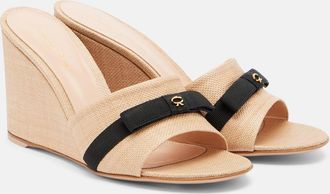 Gianvito Rossi Haiti raffia wedge mules