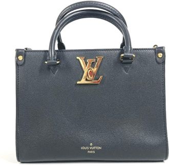 Louis Vuitton Black Noir Leather Handbag Shoulder Bag Tote Bag (Pre-Owned)