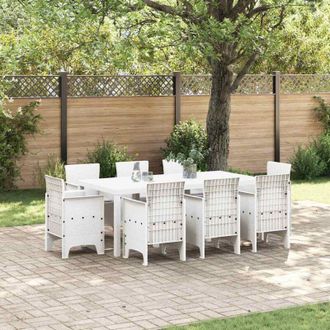 vidaXL Conjunto De Comedor De Jard&iacute;n 9 Pcs Blanco Ratan Polt Vidaxl