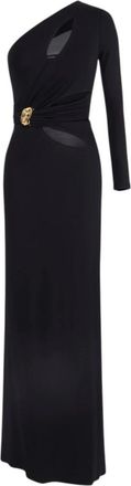 Elisabetta Franchi Black One Shoulder Maxi Dress