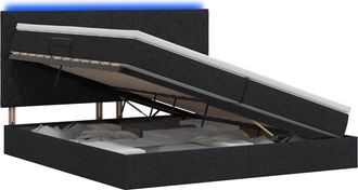 vidaXL Cama De Almacenamiento Led Con Colch&oacute;n Negro 200 X 200 Cm Tela Vidaxl