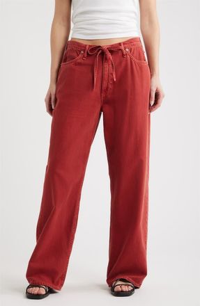 Rag & Bone Featherweight Phoebe Drawstring Wide Leg Jeans in Sienna Stne at Nordstrom, Size X-Large