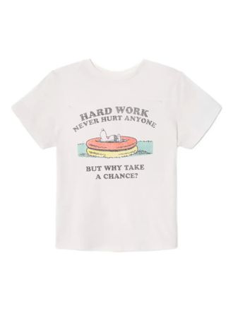 Re/Done Snoopy Hard Work T-shirt - women - Cotton/Recycled Cotton - L - White