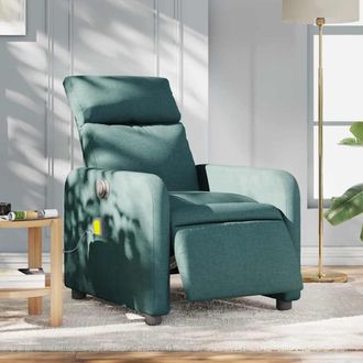 vidaXL Sill&oacute;n Reclinable De Masaje El&eacute;ctrico Tela Verde Oscuro Vidaxl