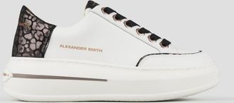 Alexander Smith Lancaster Woman in white leather and spotted laminated bronze heel