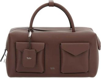 Max Mara Leder-Umh&auml;ngetasche mit Vorh&auml;ngeschloss-Klappe