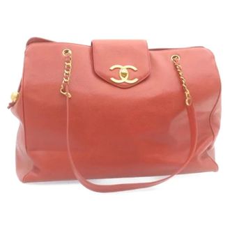 Chanel Pre-owned Vintage Schoudertas - Dames - Pre-owned - Rood - Maat: ONE Size Leer