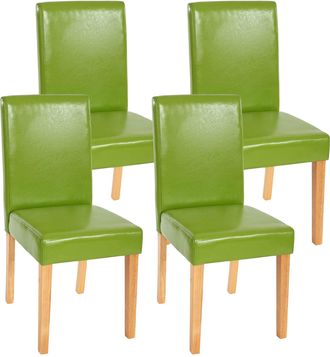 Hhg Hhg - Juego De 4 Sillas De Comedor Silla De Cocina Littau, Polipiel, Verde, Patas Claras