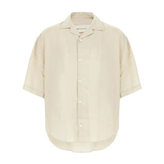 Ami Kortmouw Overhemd met Borduursel - Heren - Korte mouwen Overhemden - Beige - XL - Overhemden